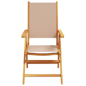 7dílný zahradní jídelní set taupe textil a masivní dřevo - obrázek 4