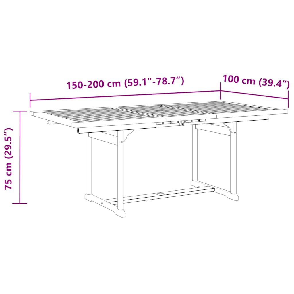 7-delige Tuinset bladpatroon stof en massief hout image 13