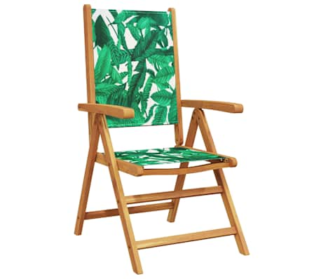 vidaXL Ensemble &agrave; manger de jardin 7 pcs motif de feuilles tissu bois