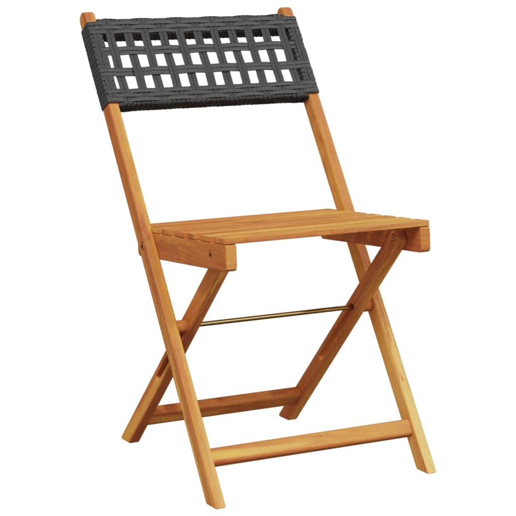 vidaXL 3-delige Bistroset poly rattan en massief hout zwart afbeelding