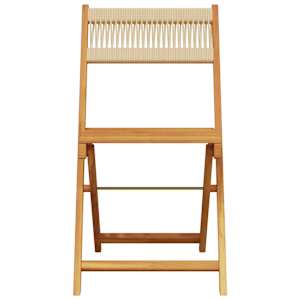 3dílný bistro set béžový polypropylen a masivní dřevo - obrázek 4