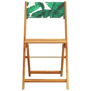 3dílný bistro set vzor listů textil a masivní dřevo - obrázek 4
