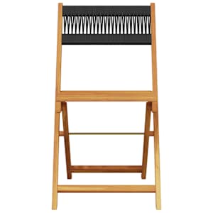 3dílný bistro set černý polypropylen a masivní dřevo - obrázek 4