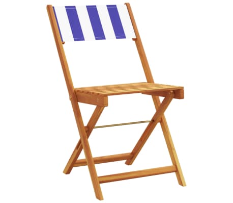 vidaXL Set mobilier de grădină 5 piese textil albastru alb/lemn masiv