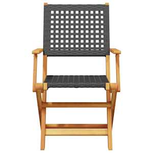 3dílný bistro set černý polyratan a masivní dřevo - obrázek 4