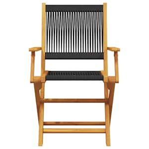 3dílný bistro set černý polypropylen a masivní dřevo - obrázek 4