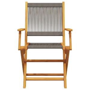3dílný bistro set šedý polypropylen a masivní dřevo - obrázek 4