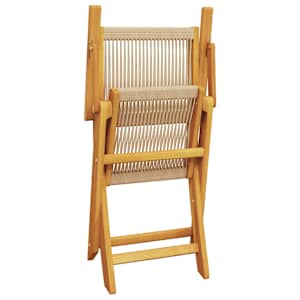 3dílný bistro set béžový polypropylen a masivní dřevo - obrázek 10