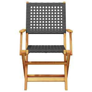 3dílný bistro set černý polyratan a masivní dřevo - obrázek 4