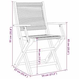 3dílný bistro set černý polypropylen a masivní dřevo - obrázek 12