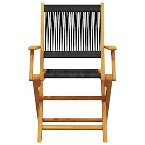 3dílný bistro set černý polypropylen a masivní dřevo - obrázek 4