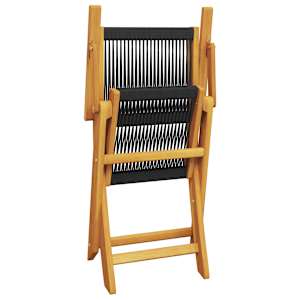 3dílný bistro set černý polypropylen a masivní dřevo - obrázek 7