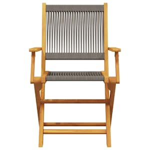 3dílný bistro set šedý polypropylen a masivní dřevo - obrázek 4