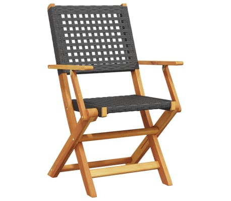 vidaXL 5-daļīgs dārza mēbeļu komplekts, melna PE rotangpalma, koks