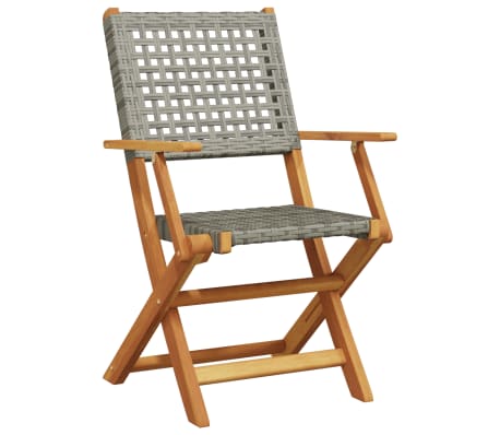 vidaXL 5-delige Tuinset poly rattan en massief hout grijs