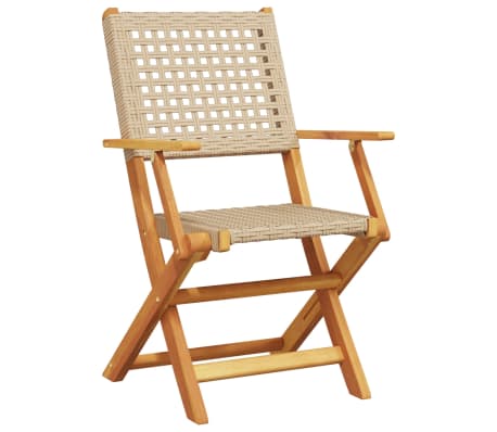 vidaXL 5 Piece Garden Dining Set Beige Poly Rattan and Solid Wood