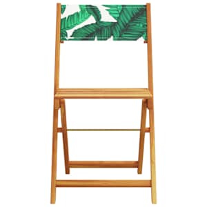 3dílný bistro set vzor listů textil a masivní dřevo - obrázek 4