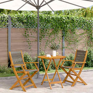 Bistro garnitura 3-delna siv polipropilen in trden les