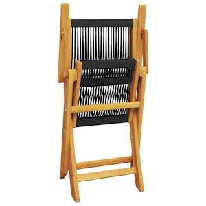 3dílný bistro set černý polypropylen a masivní dřevo - obrázek 8