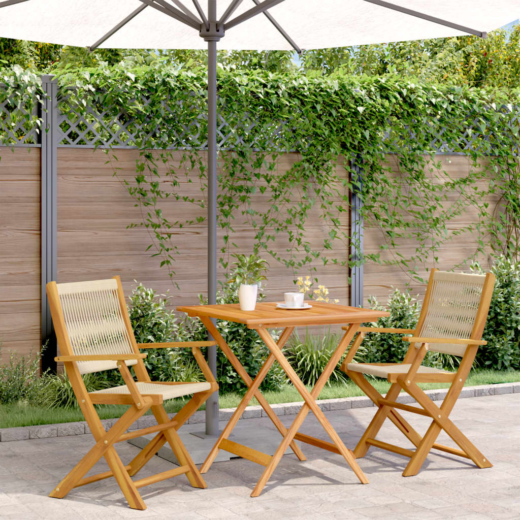 vidaXL 3-tlg. Bistro-Set Beige Polypropylen und Massivholz