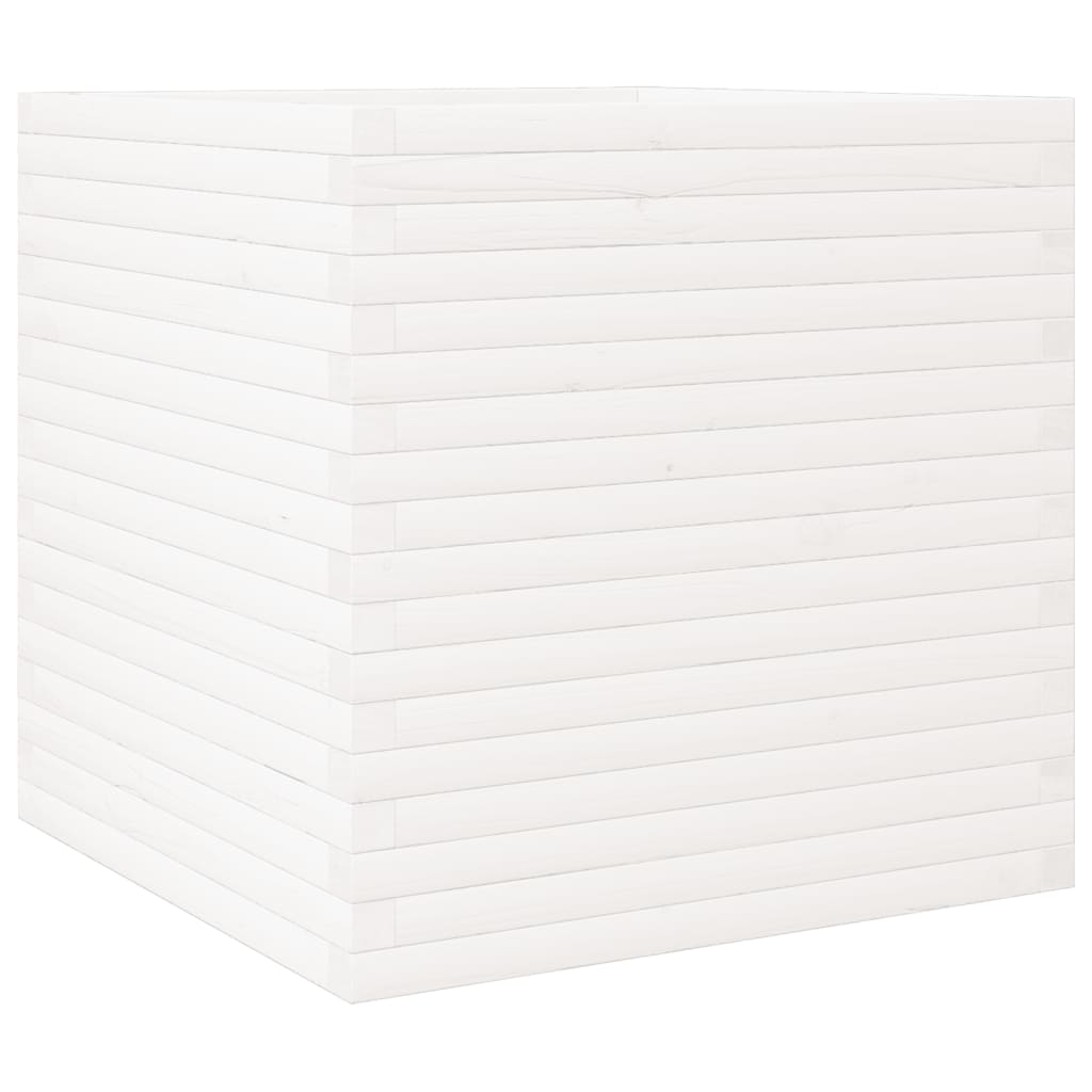 vidaXL Záhradný kvetináč biely 70x70x68,5 cm masívna borovica