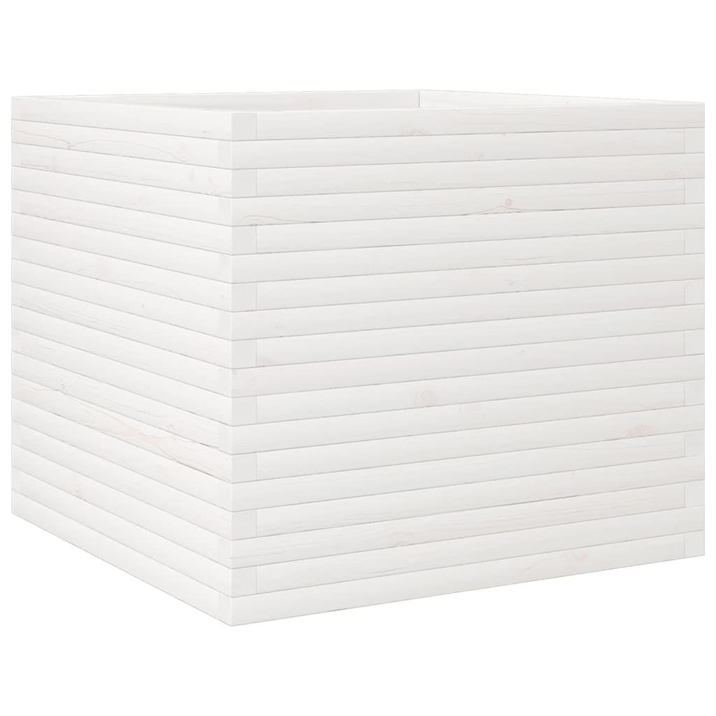 vidaXL Záhradný kvetináč biely 80x80x68,5 cm masívna borovica