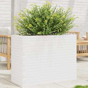 Vrtno cvetlično korito belo 90x40x68,5 cm trdna borovina