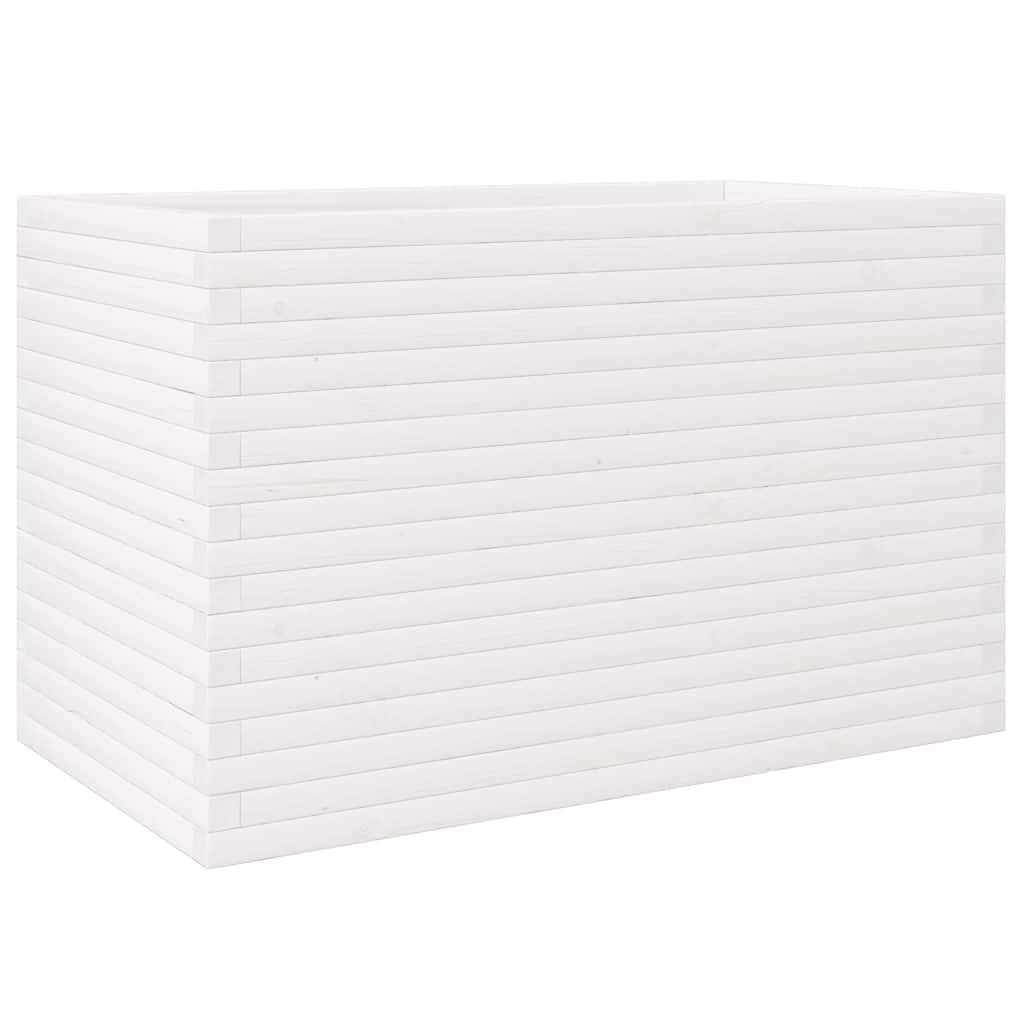 vidaXL Záhradný kvetináč biely 110x60x68,5 cm masívna borovica