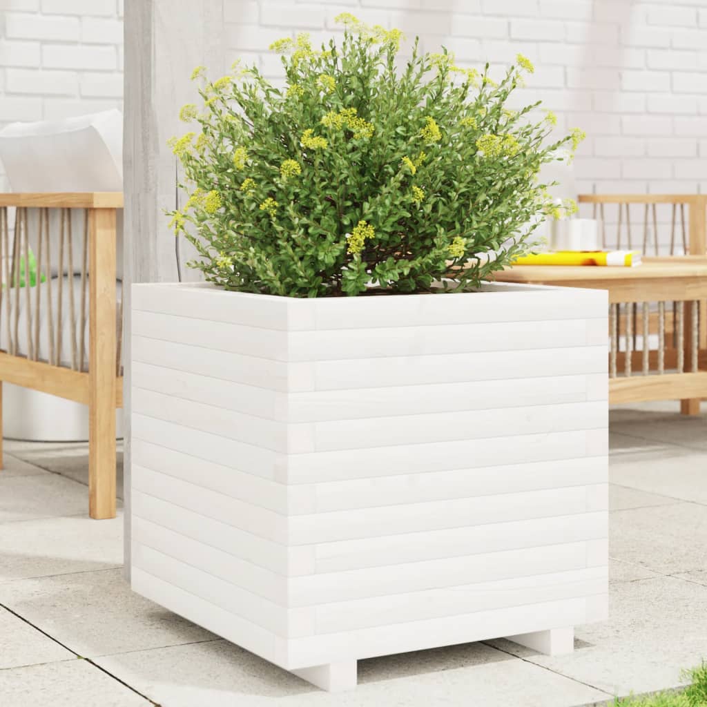 VIDAXL - vidaXL Vaso/floreira de jardim 50x50x49,5 cm pinho maciço branco vidaXL Vaso/floreira de jardim 50x50x49,5 cm pinho maciço branco