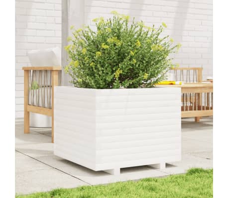 vidaXL Jardini&egrave;re blanc 60x60x49,5 cm bois de pin massif