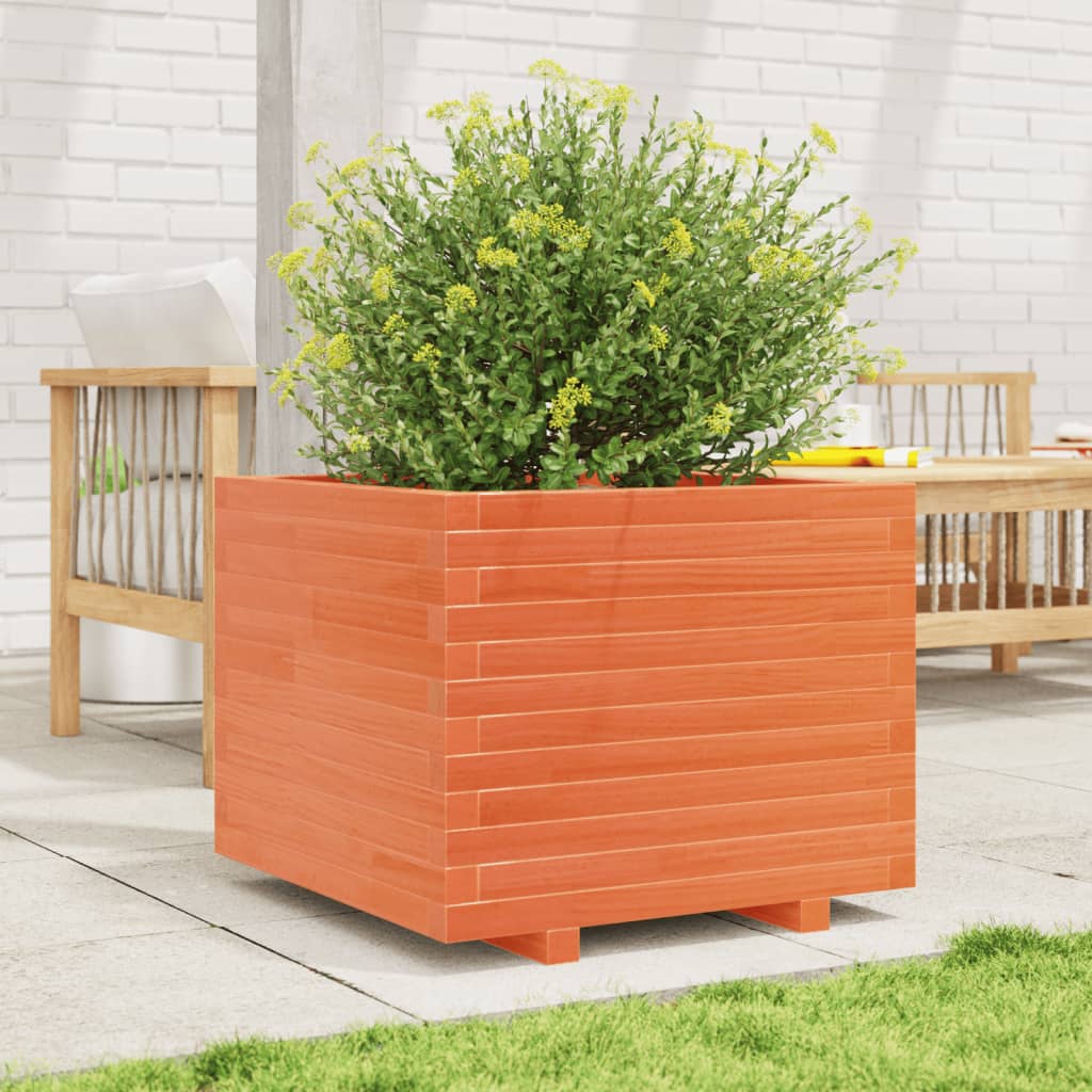 vidaXL Plantenbak 60x60x49,5 cm massief grenenhout wasbruin afbeelding