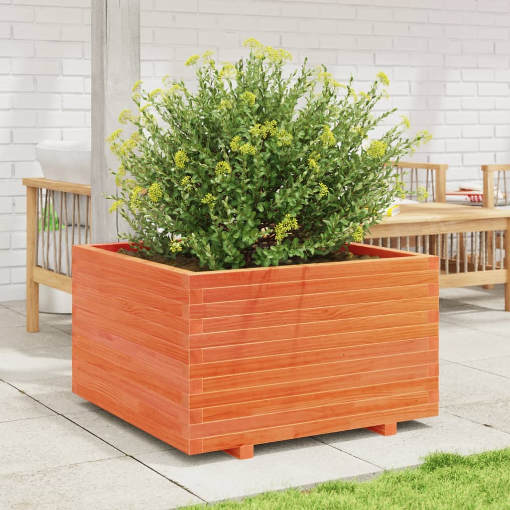 vidaXL Plantenbak 80x80x49,5 cm massief grenenhout wasbruin afbeelding