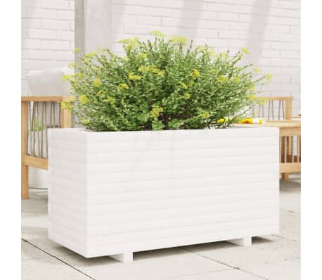vidaXL Jardini&egrave;re blanc 90x40x49,5 cm bois de pin massif