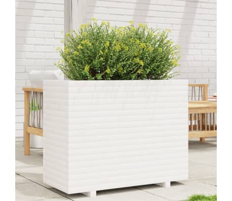 vidaXL Jardini&egrave;re blanc 90x40x72,5 cm bois de pin massif