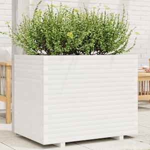 Vrtno cvetlično korito belo 90x60x72,5 cm trdna borovina