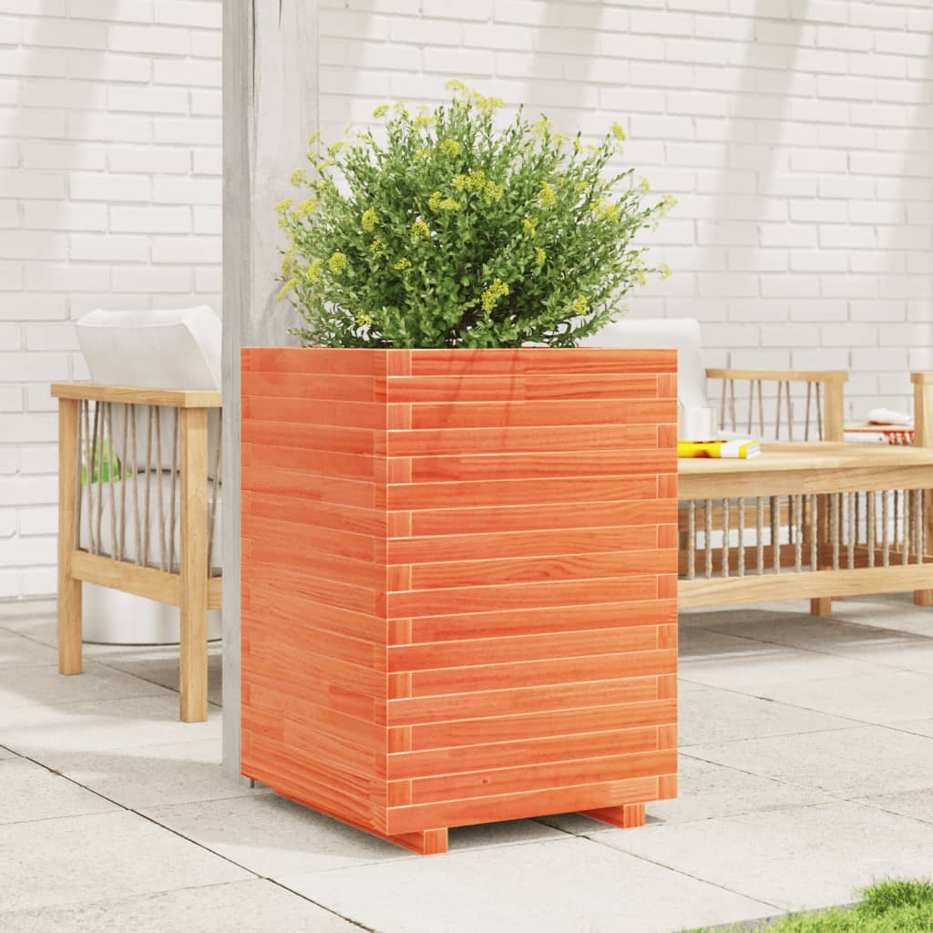 vidaXL Plantenbak 50x50x72 cm massief grenenhout wasbruin afbeelding