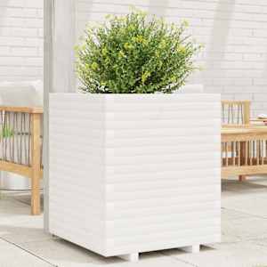 Vrtno cvetlično korito belo 60x60x72 cm trdna borovina