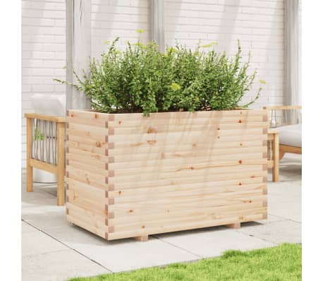 vidaXL dārza puķu kaste, 110x60x72 cm, priedes masīvkoks