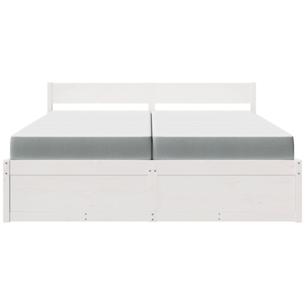 vidaXL Bed met lades en matras massief grenenhout wit 200x200 cm, foto 4