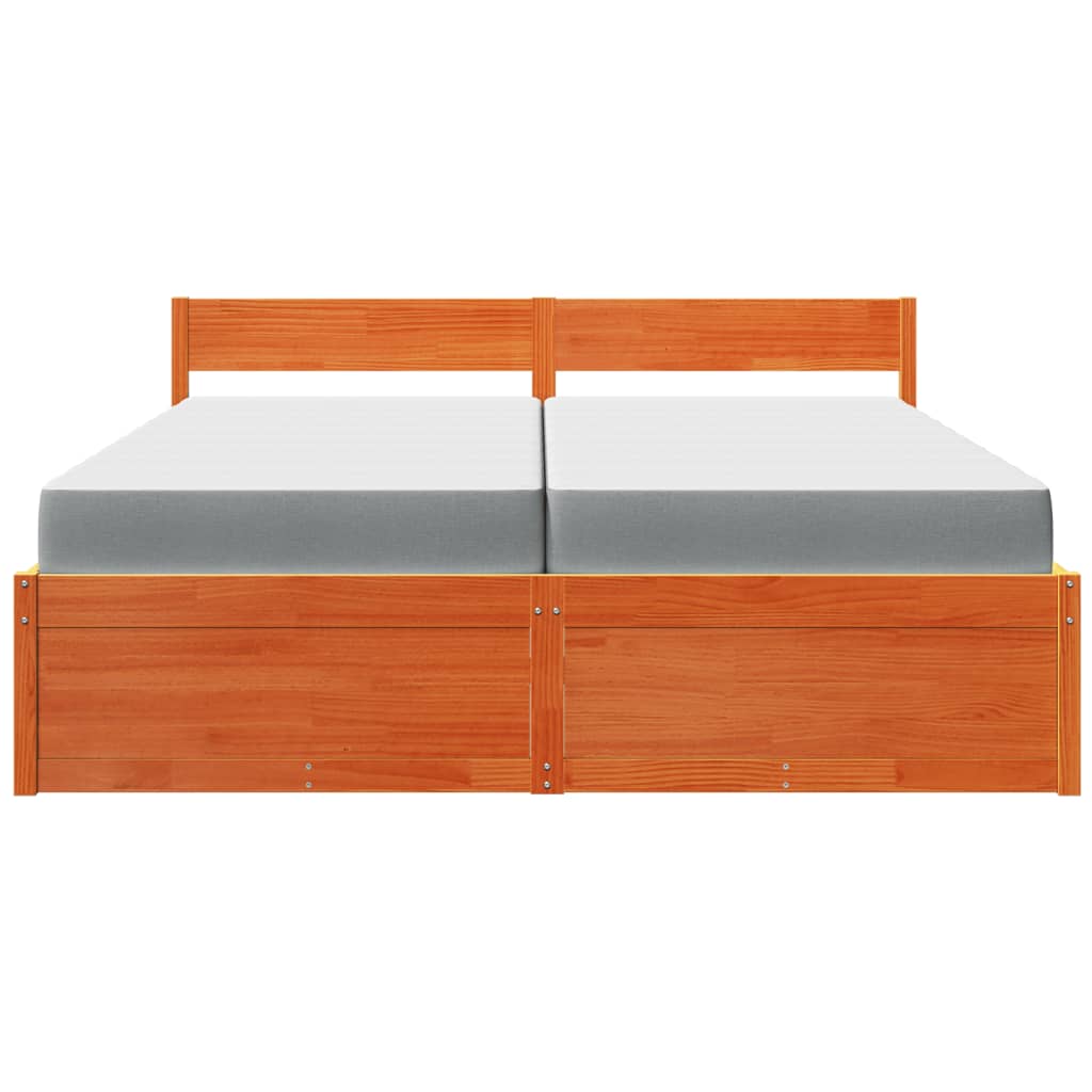 vidaXL Bed met lades en matras massief grenenhout wasbruin 200x200 cm bruin, foto 4