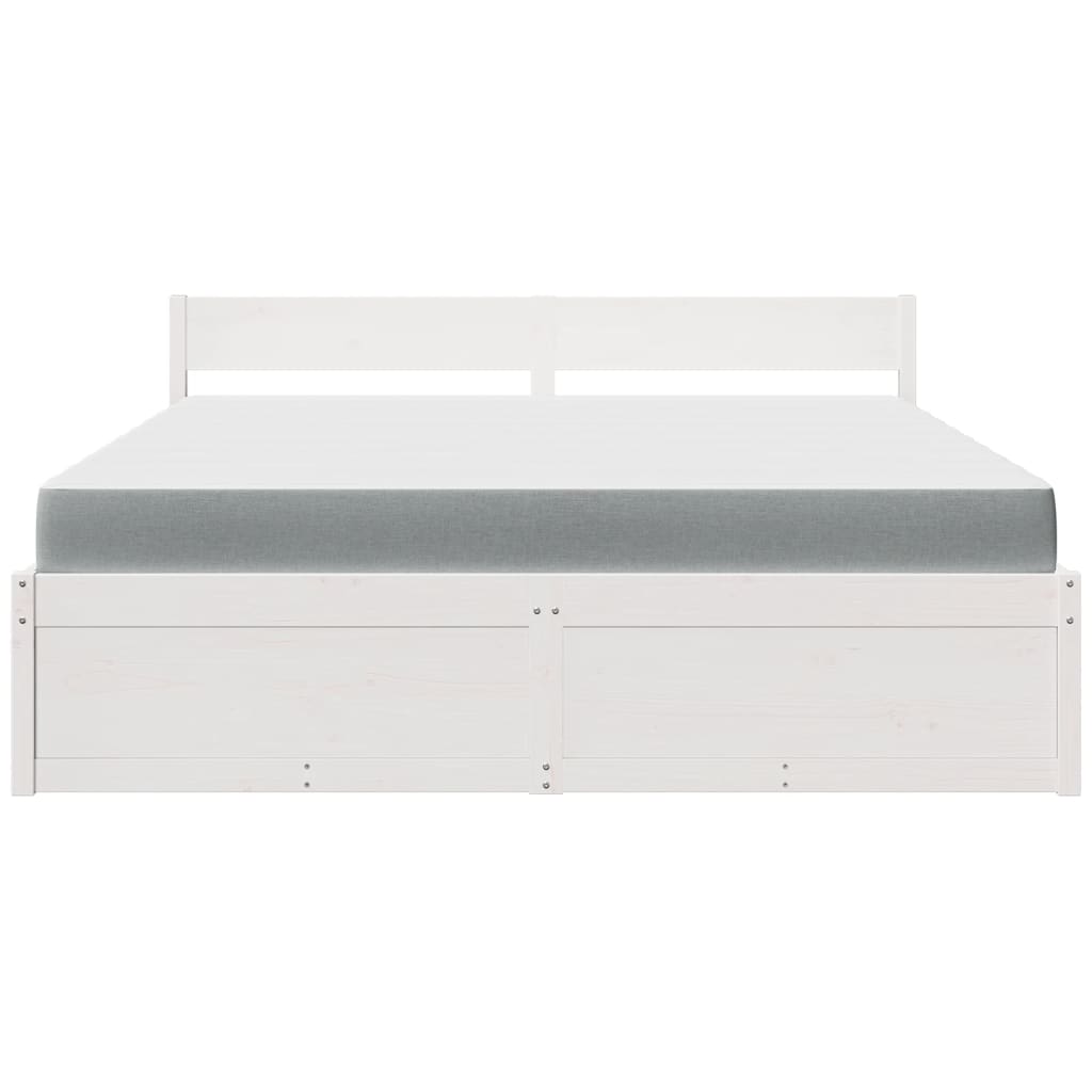 vidaXL Bed met lades en matras massief grenenhout wit 180x200 cm, foto 4