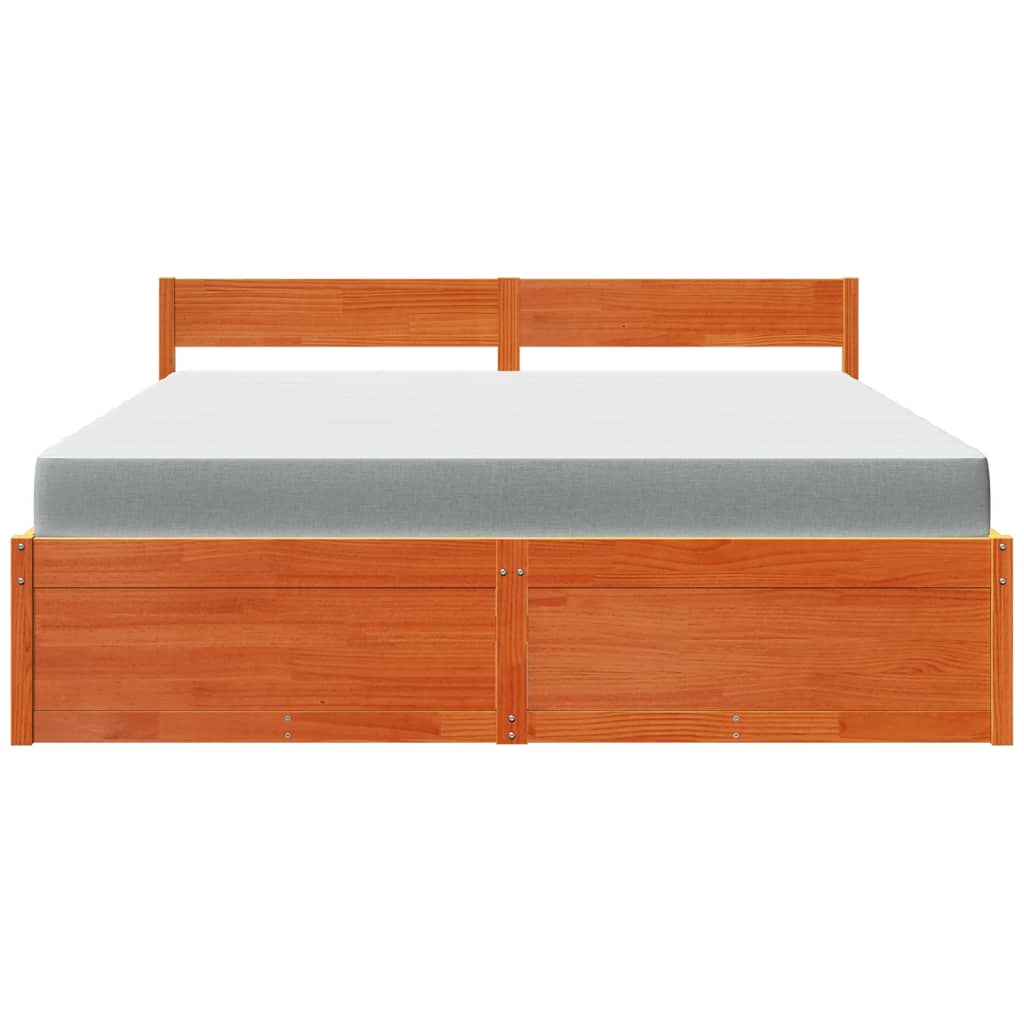 vidaXL Bed met lades en matras massief grenenhout wasbruin 180x200 cm bruin, foto 4