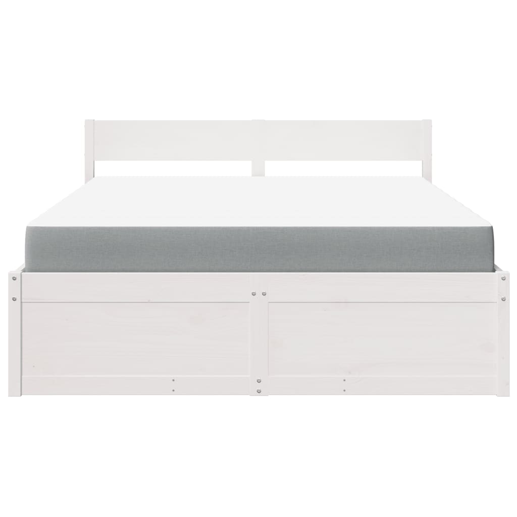 vidaXL Bed met lades en matras massief grenenhout wit 160x200 cm, foto 4