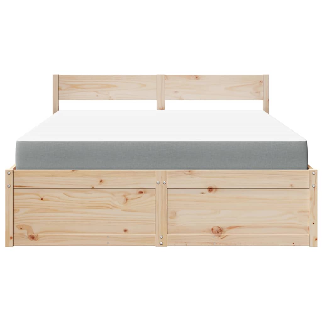 vidaXL Bed met lades en matras massief grenenhout 140x200 cm bruin, foto 4