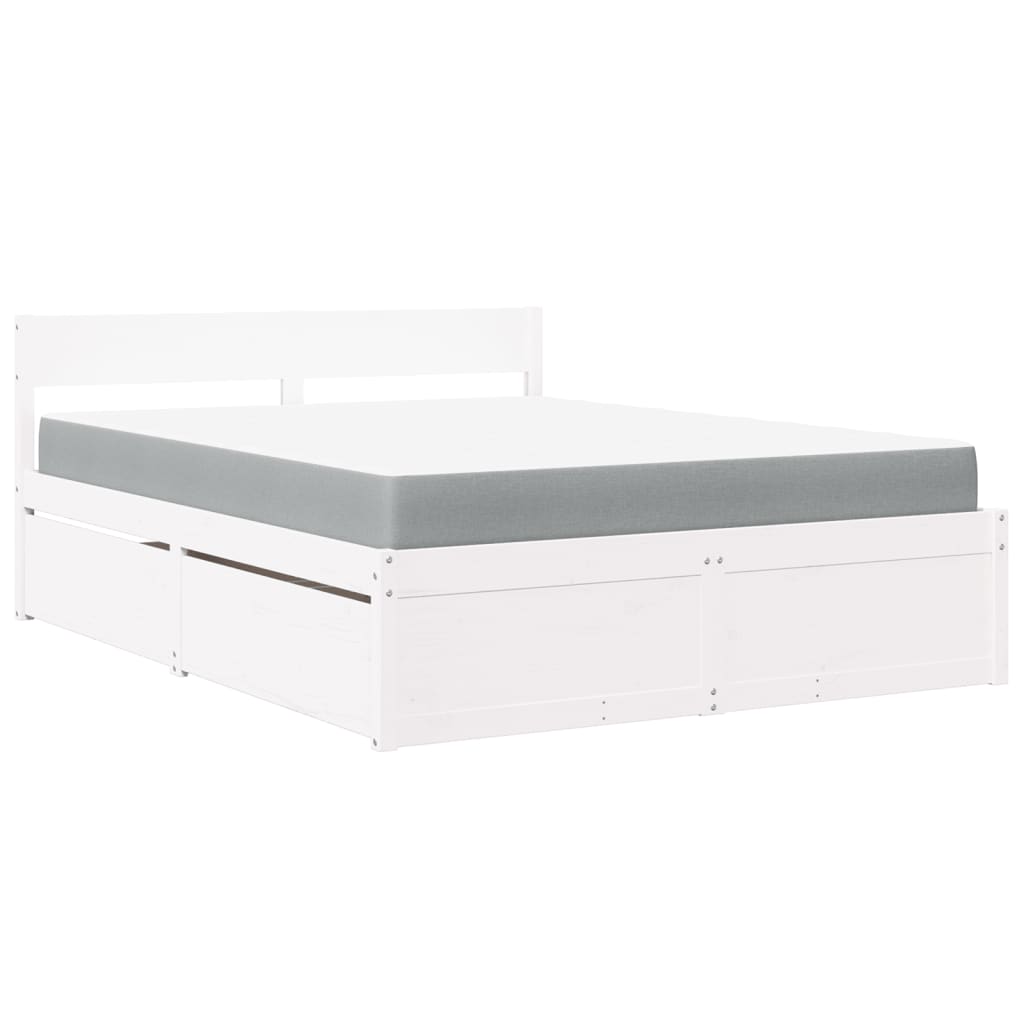 Thumbnail - vidaXL Bett mit Schubladen und Matratze Weiß 140x200 cm Massivholz