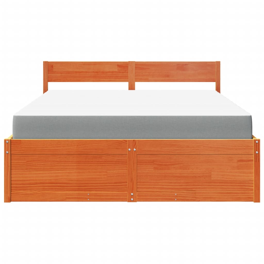vidaXL Bed met lades en matras massief grenenhout wasbruin 140x200 cm bruin, foto 4