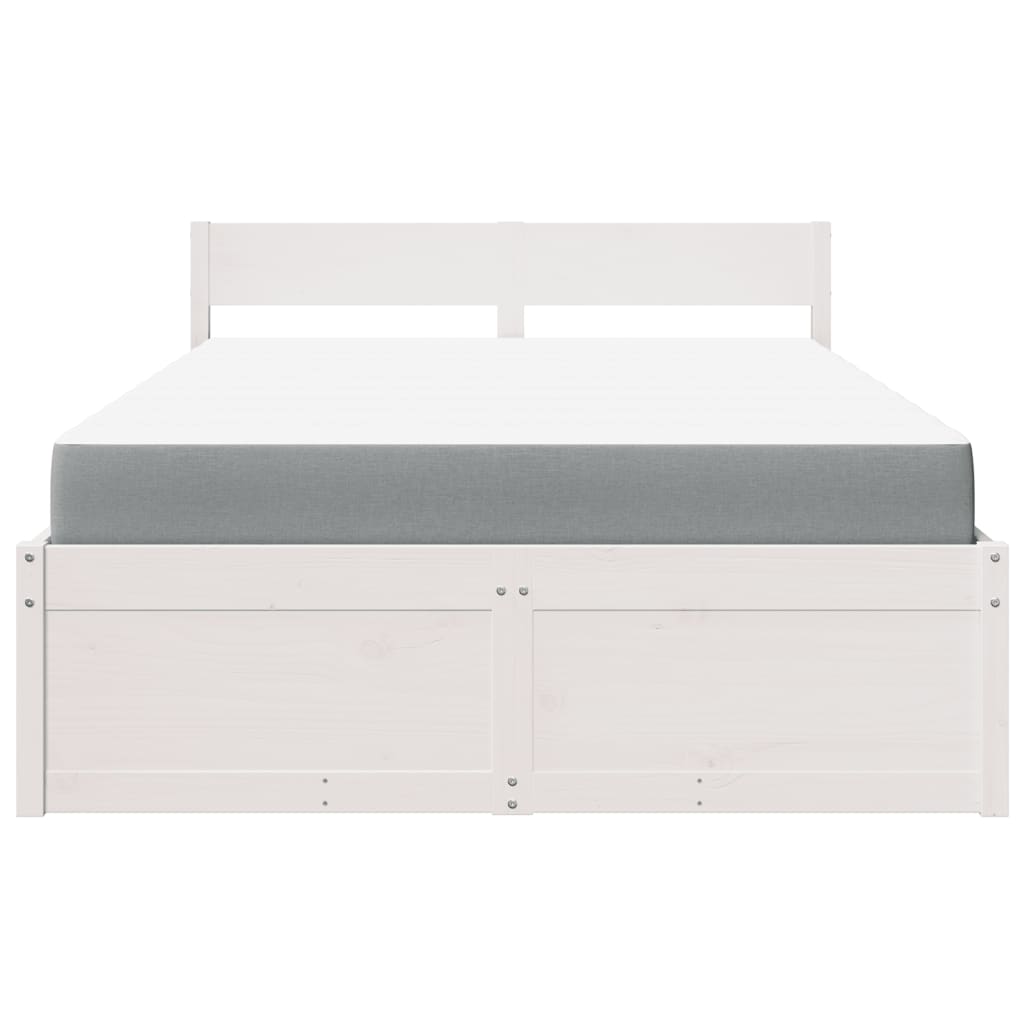 vidaXL Bed met lades en matras massief grenenhout wit 120x200 cm, foto 4