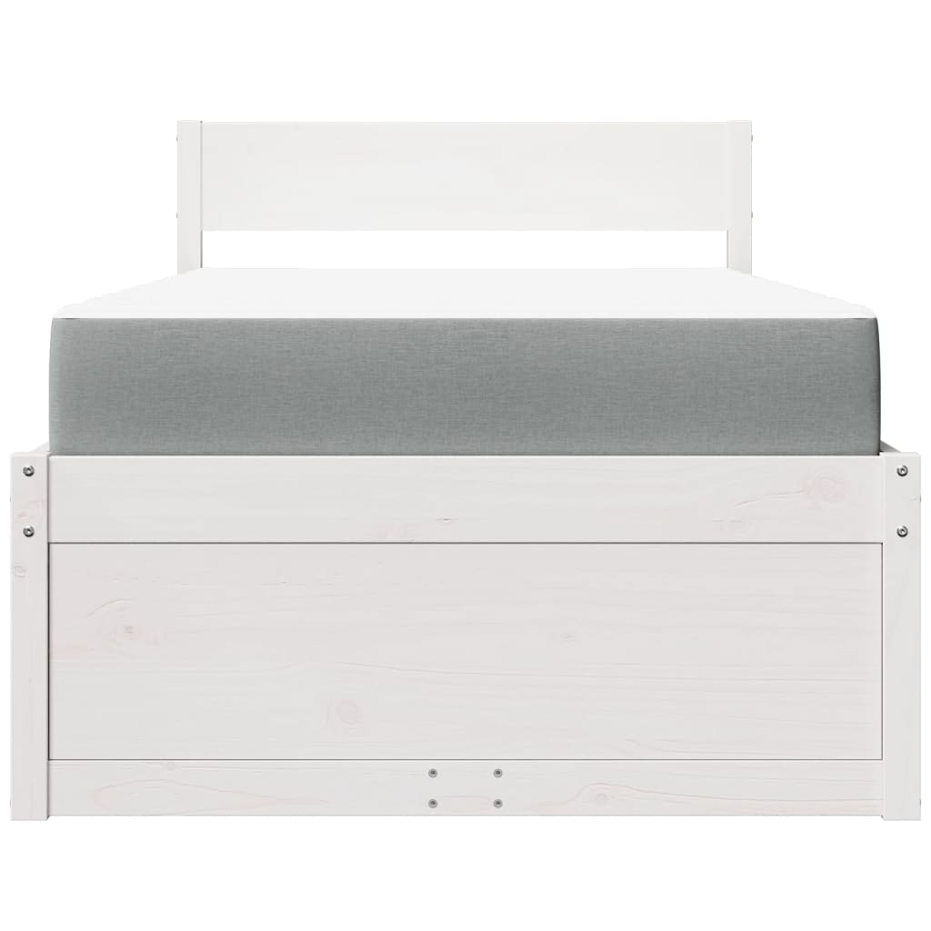 vidaXL Bed met lades en matras massief grenenhout wit 90x200 cm, foto 4