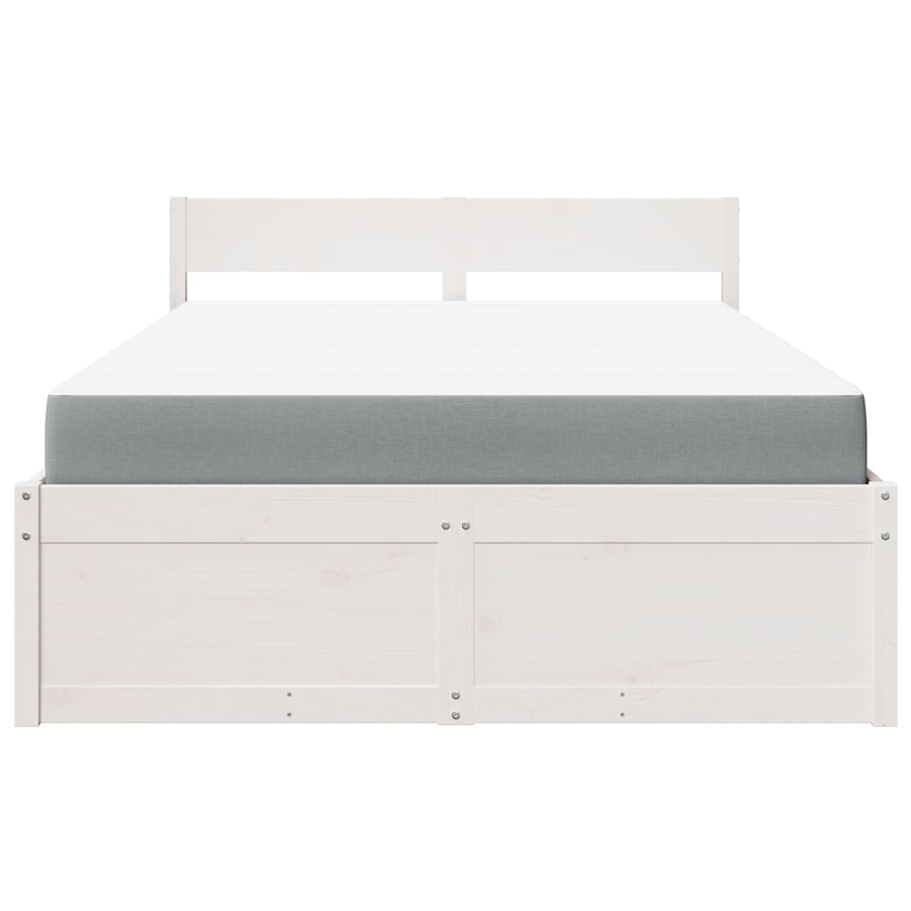 vidaXL Bed met lades en matras massief grenenhout wit 140x190 cm, foto 4