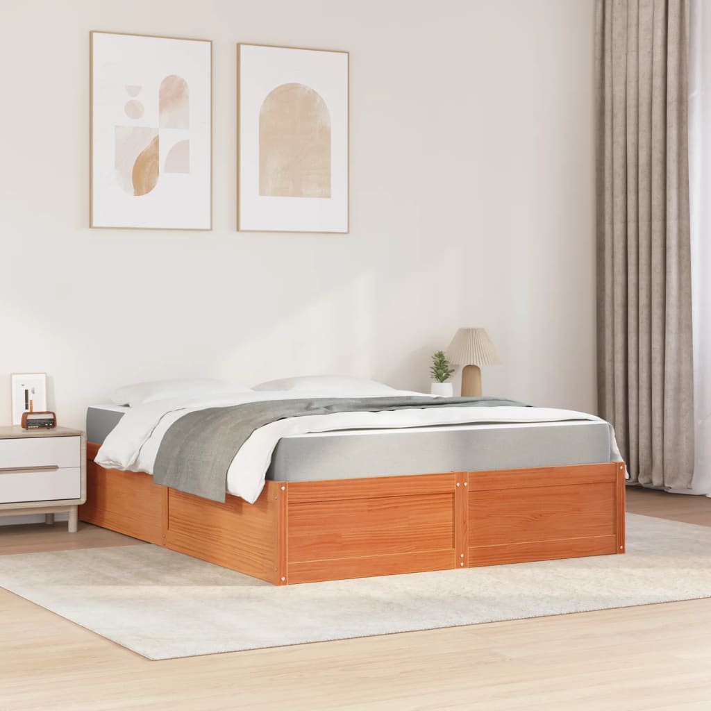 vidaXL Bed met matras massief grenenhout wasbruin 160x200 cm bruin, foto 2